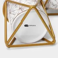 Аксессуары для ванной SAVANNA &laquo;Геометрика&raquo;, 3 предмета, мыльница, дозатор для мыла 290 мл, стакан, белые