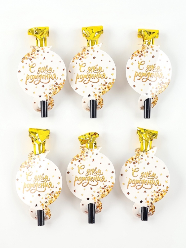 Карнавальный язычок «С Днем Рождения», набор 6 шт