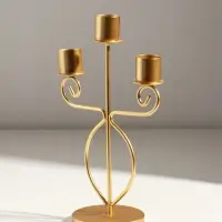 Подсвечник металл на 3 свечи "Канделябр" d=2,5 см золото 14,5х8х24 см