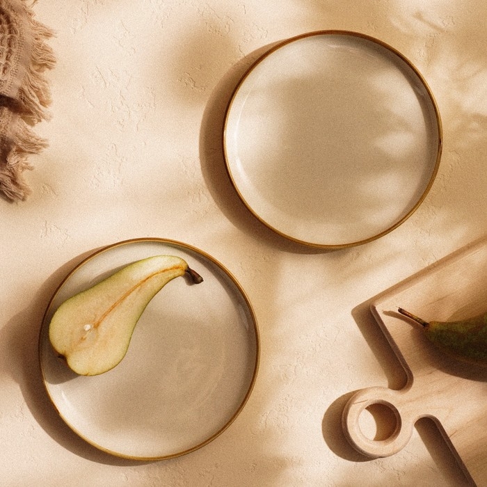 Набор тарелок фарфоровых SL Home «Леггеро», d=20,3 см, цвет бежевый