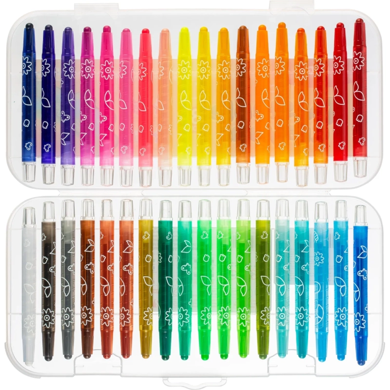 Мелки восковые M&G, круглые, выдвижной механизм, 36 цветов в наб, для детей