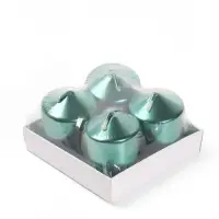 Свеча столбик, набор 4 шт., 3.8&times;5 см, зелёный металлик