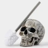 Ёршик для унитаза с подставкой &laquo;Череп&raquo;, стальная ручка, 16&times;15&times;22 см, белый