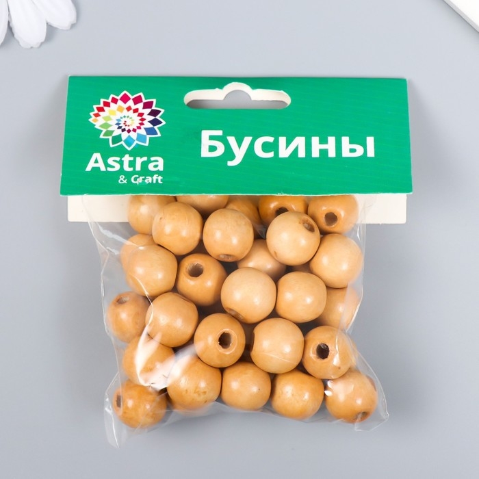 Бусины деревянные Бусины деревянные "Астра" круглые, 16 мм, 50 гр, натуральное дерево