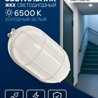 Светильник светодиодный, 6 Вт, 220 В, IP54, 6500К, пластик, овал, белый