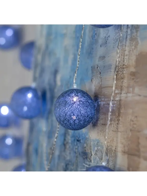 Гирлянда &laquo;Нить&raquo; 5 м с насадками &laquo;Клубки серые&raquo;, IP20, прозрачная нить, 20 LED, свечение белое, 220 В