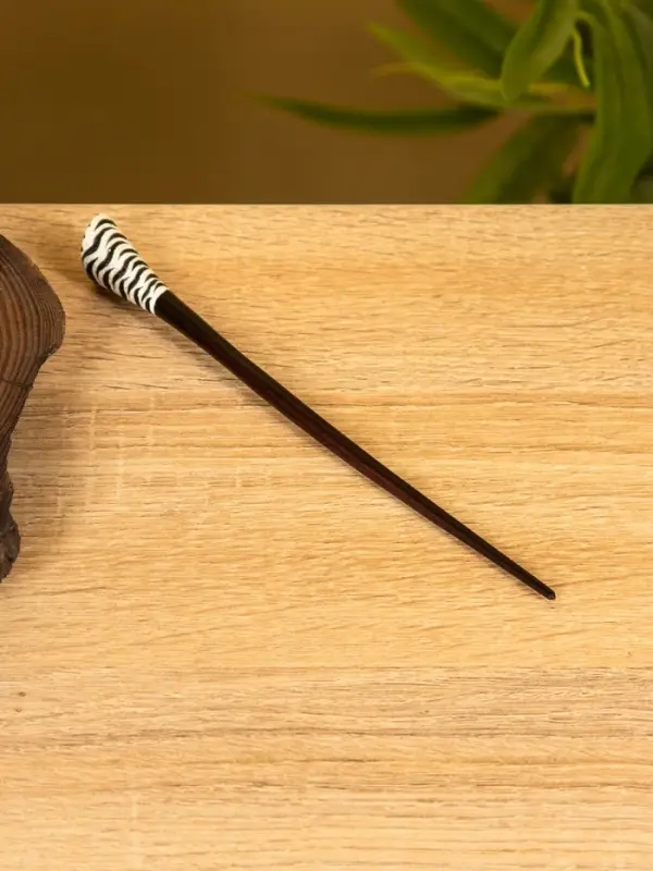 Заколка для волос «Полосы», 17 см, дерево албезия