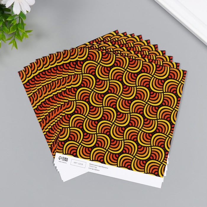 Бумага для скрапбукинга Бумага для скрапбукинга "Летняя волна" плотность 180 гр набор 10 шт 15,5х17 см