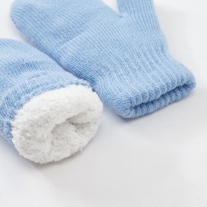 Варежки детские двухслойные MINAKU "Однотонные",цв. голубой, р-р 15 (6-8 лет)