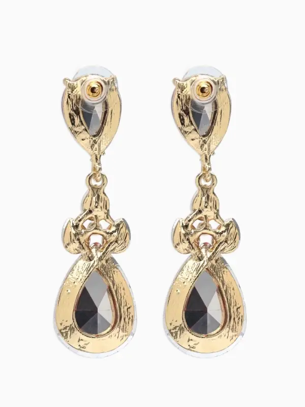 Серьги висячие со стразами &laquo;Вечеринка&raquo;, цветок из капель, красно-белые в золоте, 6.3 см