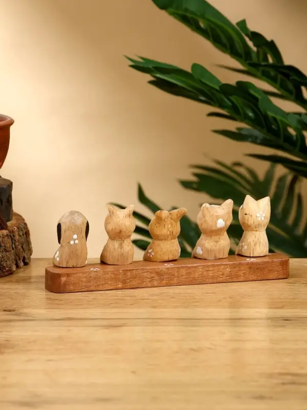 Сувенир «Зверушки на скамейке», 18×6×4.5 см, дерево, коричневый