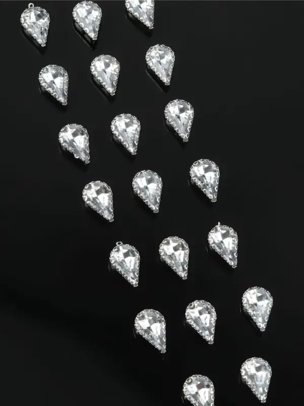 Стразы пришивные «Капля», в ажурной оправе, 8×13 мм, 20 шт., белые