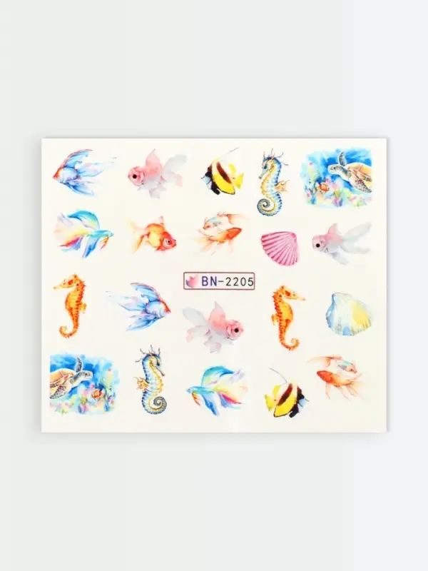 Слайдеры для ногтей «Рыбки», разноцветные