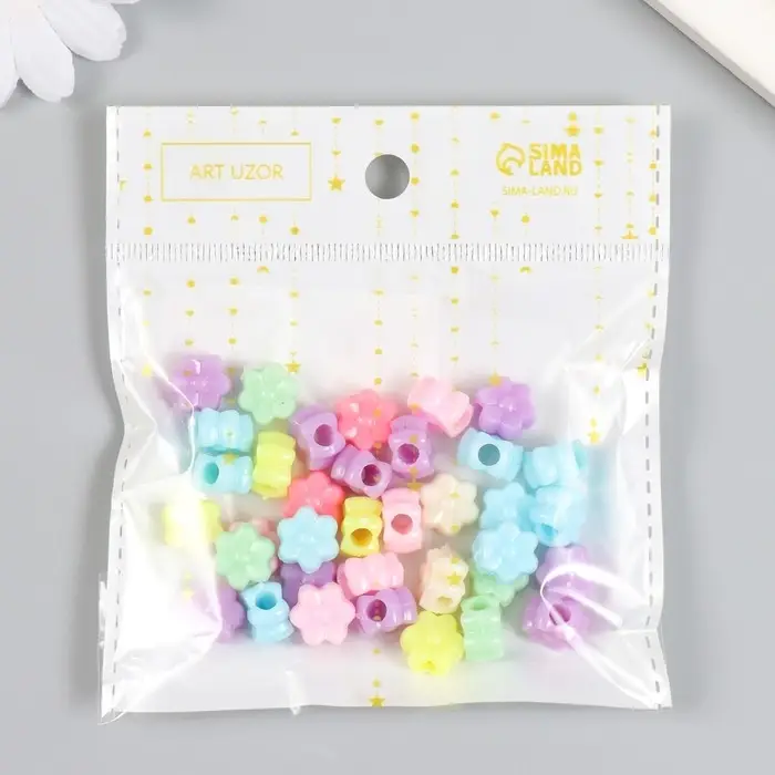 Бусины для творчества пластик  Бусины для творчества пластик "Цветочек. Пастельные тона" набор 36 шт 15 гр 1х1 см