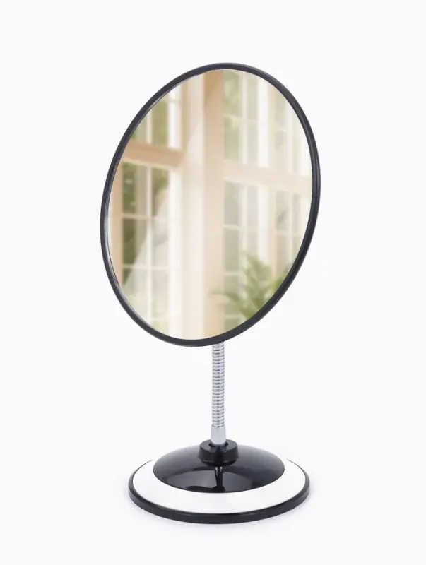 Зеркало настольное, круглое, на гибкой ножке, 17.5&times;27 см, (d=16.5 см), МИКС
