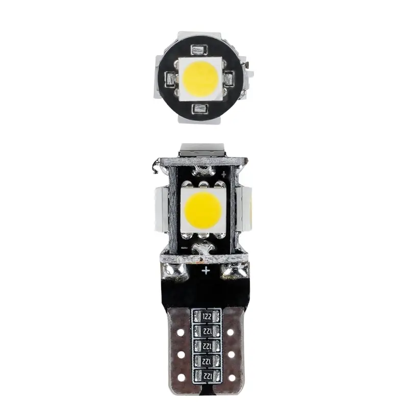 Лампочка светодиод. W5W (T10) PLUS, 6000K (Белый), 12В, 1.7Вт, 5LED, Поляр., Обманка