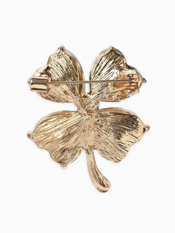 Брошь &laquo;Клевер&raquo;, цвет изумрудный в золоте