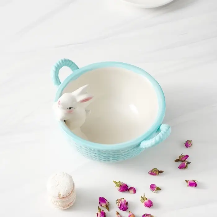 Конфетница Доляна &laquo;Зайка&raquo;, 19.5&times;16.5&times;12.5 см, доломит, голубая