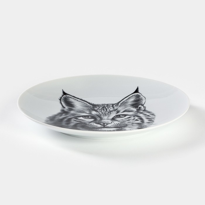 Тарелка фарфоровая «Рысь», d=24 см, белая