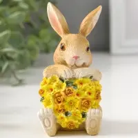Сувенир полистоун "Зайчик с жёлтым цветочным сердцем" 11,5 см