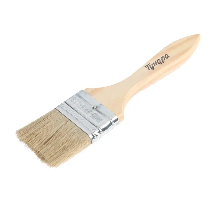 Кисть плоская ТУНДРА, смешанная щетина, деревянная рукоятка, 2 Кисть плоская ТУНДРА, смешанная щетина, деревянная рукоятка, 2", 50 мм
