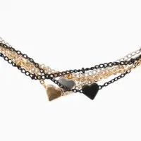 Кулоны на цепочке &laquo;Сердце&raquo;, набор 3 шт. L=35 + удлинитель 7 см, разноцветный