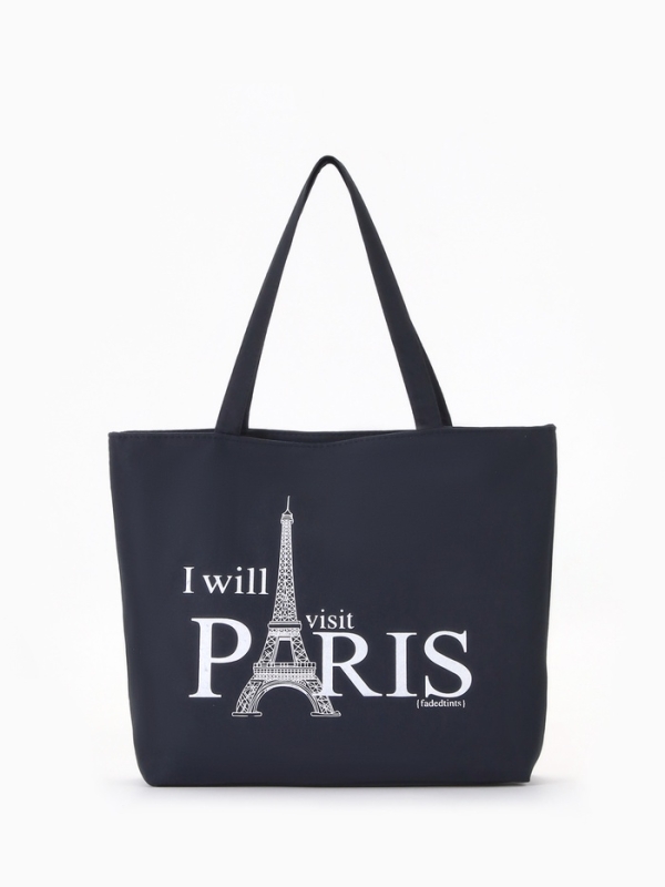 Шопер PARIS, 42*9*32, отдел на молнии, подклад, черный/белый Шопер PARIS, 42*9*32, отдел на молнии, подклад, черный/белый