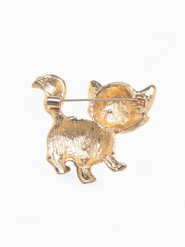 Брошь &laquo;Котёночек&raquo;, белая в золоте