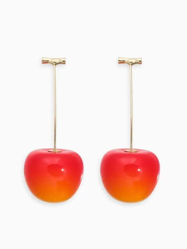 Серьги пластик &laquo;Ягодка&raquo;, вишня, красные в золоте
