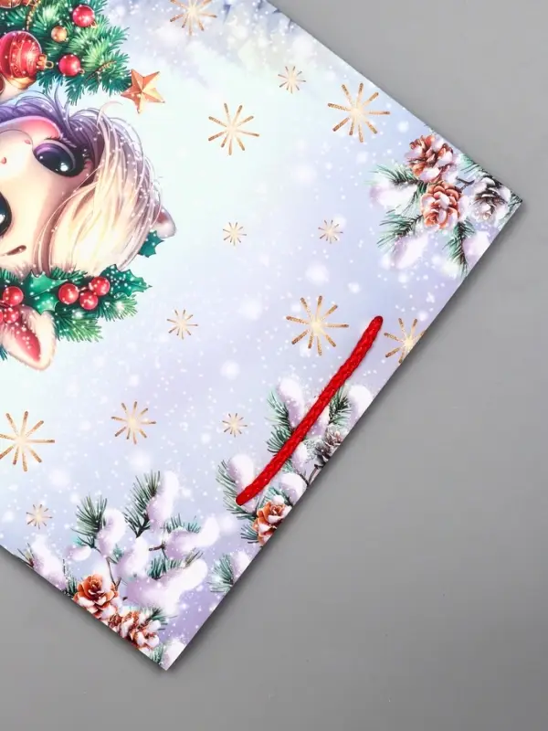 Пакет подарочный новогодний ламинированный, «Единорог» , 26×12×32 см