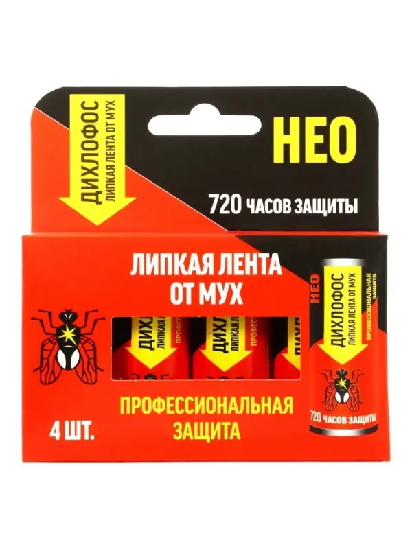 Липкая лента от мух &laquo;Дихлофос НЕО&raquo;, набор 4 шт.