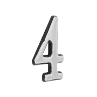 Цифра дверная 4 ТУНДРА, пластиковая, цвет хром, 1 шт.