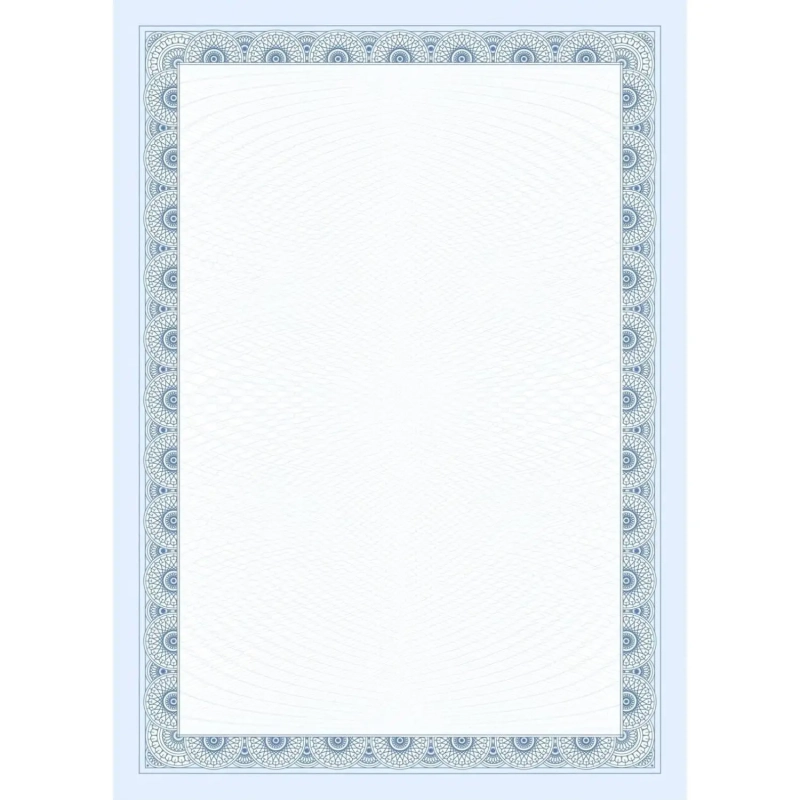 Сертификат-бумага с рамкой А4 синяя кружева, 250 г/кв.м, 20 шт/уп КЖ-1794/8