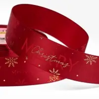 Лента атласная Merry Christmas, новогодняя, 25 мм, 23&plusmn;1 м, красная