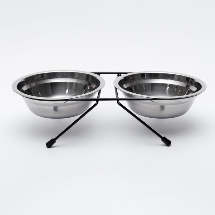 Набор из 2  мисок на подставке,  2 х 500 мл, чёрная подставка Набор из 2  мисок на подставке,  2 х 500 мл, чёрная подставка
