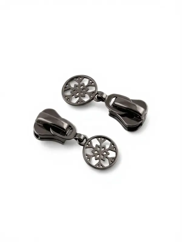 Бегунок для молнии &laquo;Трактор&raquo;, №8, &laquo;Снежинка&raquo;, 10 шт., цвет чёрный никель