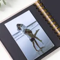 Фотоальбом 20 листов на спирали "Фотоаппарат. Беж" текстиль, чёрный картон 17,5х17,5 см