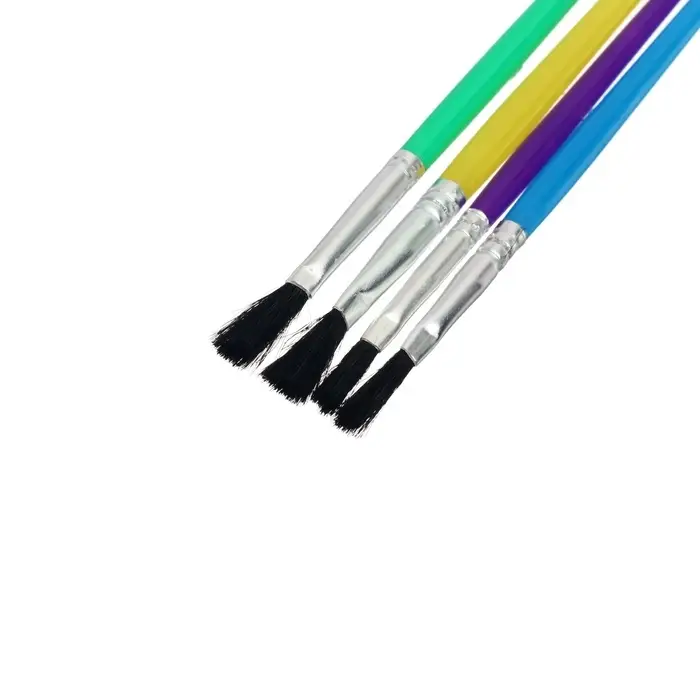 Набор кистей для рисования, нейлон, 4 штуки, плоские, пластиковые цветные ручки, международный размер