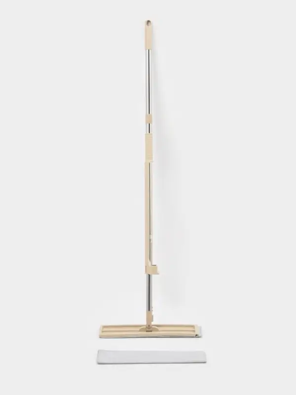 Швабра для мытья пола с вертикальным отжимом Доляна, 35&times;14&times;125 см, стальная ручка, микрофибра, дополнительная насадка