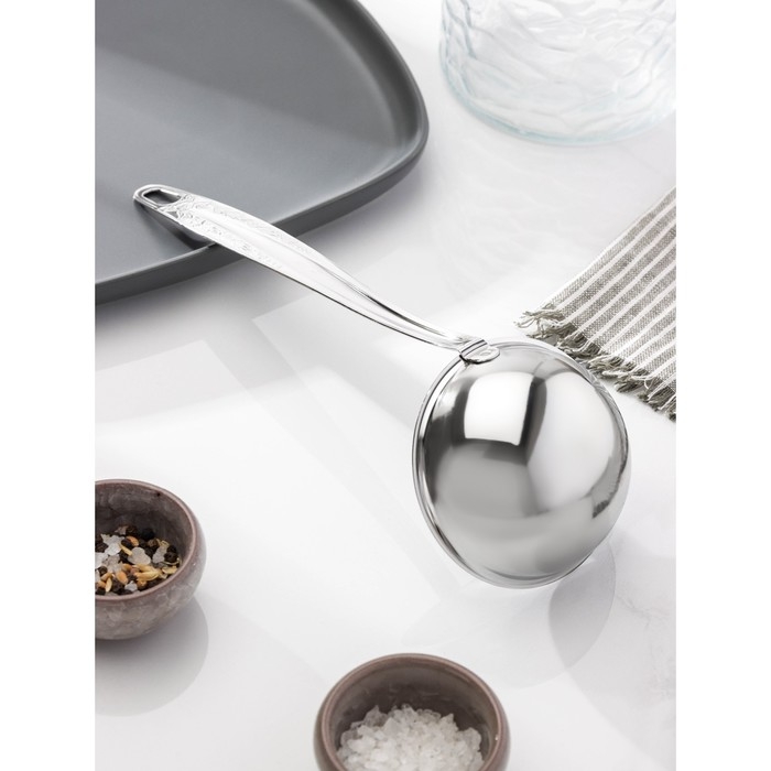 Половник «Родник», 100 мл, длина ручки=21 см, цвет серебряный Половник «Родник», 100 мл, длина ручки=21 см, цвет серебряный