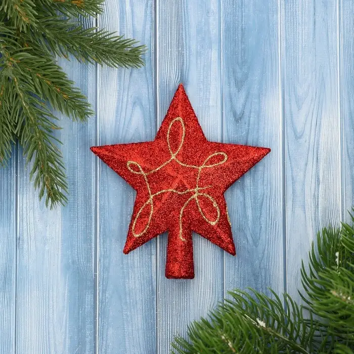 Звезда на ёлку (верхушка) золотая нить, 12 см, микс Звезда на ёлку (верхушка) золотая нить, 12 см, микс