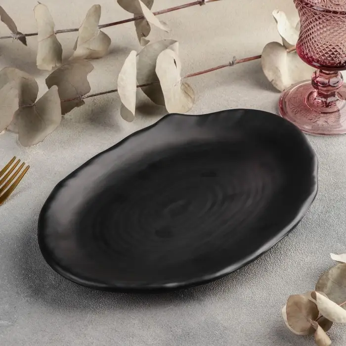 Блюдо сервировочное &laquo;Чёрный Восток&raquo;, 25.5&times;17&times;2.5 см, пластик, чёрное