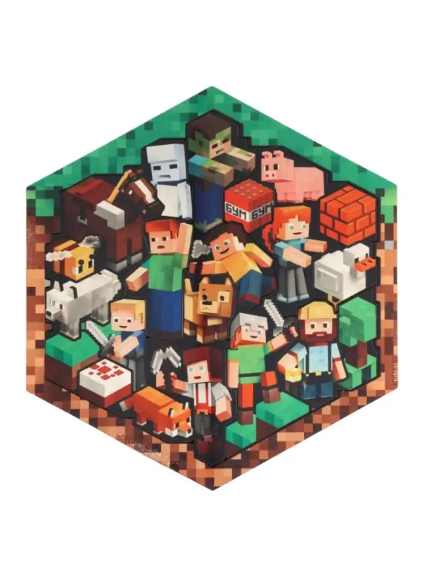 Пазл деревянный фигурный в рамке  П008"Пиксельный мир"