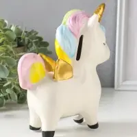 Копилка для денег &laquo;Единорожка с золотыми крылышками и рогом&raquo;, керамика, 15.5&times;6.9&times;18 см