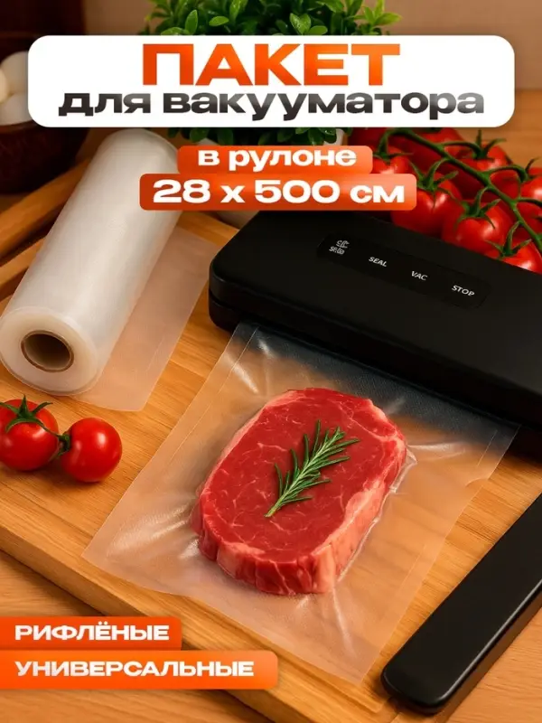 Пакеты для вакууматора, универсальные, в рулоне 28&times;500 см