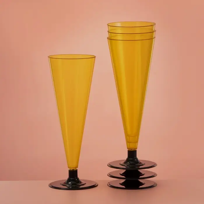 Фужер пластиковый одноразовый «Конус», 150-180 мл, жёлтый