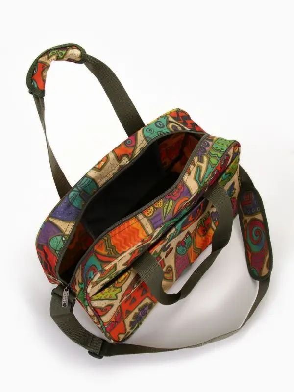 Сумка дорожная на молнии, наружный карман, длинный ремень, разноцветная