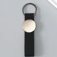 Брелок под нанесение кожзам, металл "Ремешок" размер окна d=2,7 см, чёрный 11,3х3х0,7 см Брелок под нанесение кожзам, металл "Ремешок" размер окна d=2,7 см, чёрный 11,3х3х0,7 см