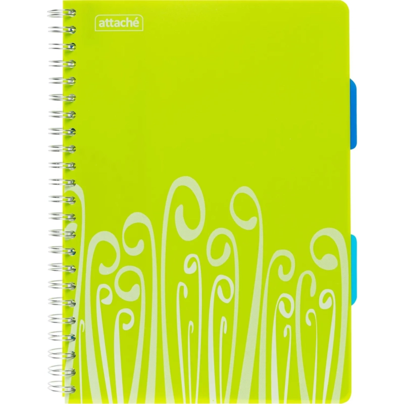 Бизнес-тетрадь А4,140 л,пласт обл, с разд,спир,ATTACHE FANTASY,салат