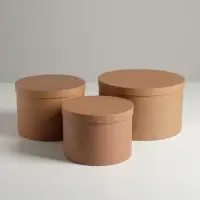 Набор коробок для цветов 3 в 1, упаковка подарочная, &laquo;Крафт&raquo;, 18&times;18&times;13 см - 25&times;25&times;15 см